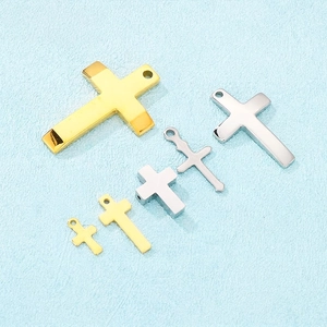 Stainless Steel Cross Pendants Polished Religious Charms DIY Jewelry Making Accessories For Necklaces Earrings Gold Silver