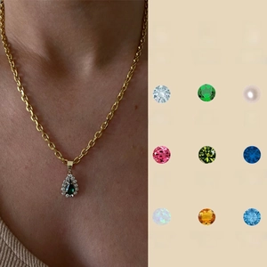 Collana Con Ciondolo Vintage Forma Di Pera Goccia Zircone Cristallo Pietra Preziosa Placcato Oro Gioielli Di Moda Per Donna