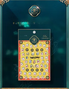 Close-up of 5D Mahjong theme nail art stickers featuring classic Chinese tile patterns