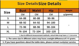 Detailed size chart for lace silk nightgown showing bust waist and hip measurements