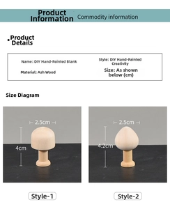 Detailed size chart for DIY lotus wood mini mushrooms and tree craft pendants