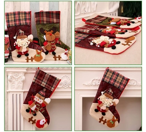 Festive Christmas stockings with Santa, snowman and reindeer 3D plush characters