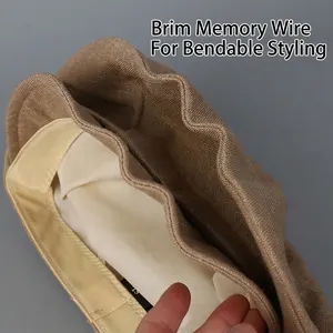 Japanese style linen newsboy cap for women with flexible memory wire brim in khaki