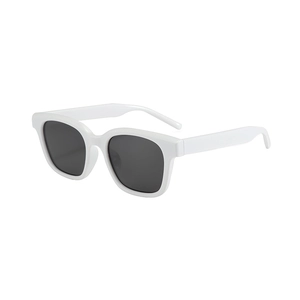 Chic oversized white square frame sunglasses with dark grey UV lenses for women and men