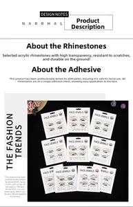 Detailed view of self-adhesive acrylic face jewels set with 6P safety test certification