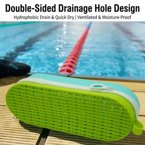 Dual-color silicone storage bag with drainage holes for travel and bathroom use
