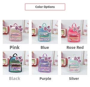 Detailed grid view of six color options for the cute cat ear glitter bow backpack