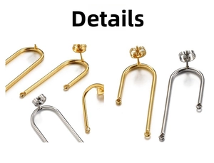Detailed view of U-shaped earring findings in 18k gold and silver plated finish