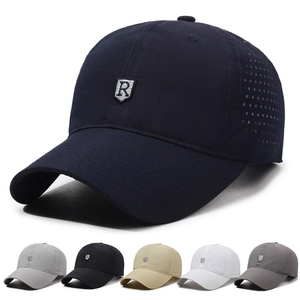 Baseball Cap Breathable Quick Dry Laser Perforated Shield R Letter Embroidery Adjustable Outdoor Sports Sun Hat Unisex