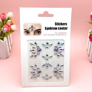 Set of 6 rainbow rhinestone face stickers for eyebrow center and eye makeup styling