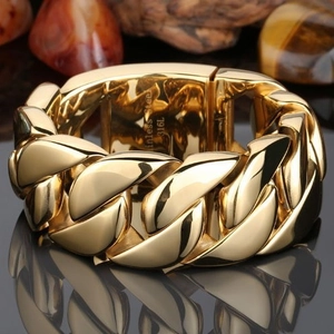 Men Heavy Wide Cuban Link Bracelet 316L Stainless Steel Hip Hop Style Bold Jewelry Polished Metallic Streetwear