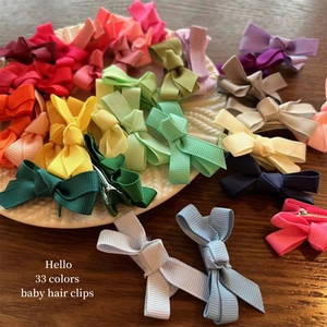 Set of 33 gradient grosgrain ribbon bow hair clips for girls in various sweet colors