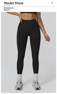 Detail view of high waist seamless black yoga leggings with scrunched peach butt lifting design