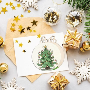 Creative wooden Christmas tree ornament with hand-painted patterns for festive home decoration