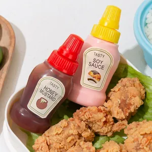 Portable Mini Sauce Bottles Plastic Squeeze Condiment Dispenser For Bento Box Lunch Picnic Cartoon Animals
