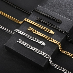 Sleek polished Cuban link chains for men in gold, silver and black finishes