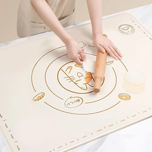 Extra large food-grade silicone kneading mat with precise measurements and cute cat design