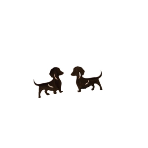 Asymmetric stainless steel dachshund earrings with cute hollow heart animal design