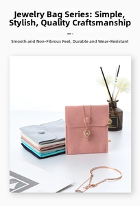 Detail of premium velvet jewelry pouch with snap button in Morandi color palette