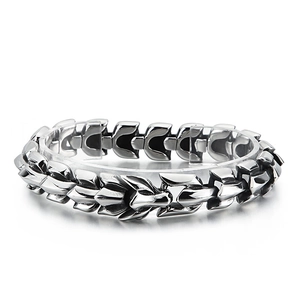Punk Dragon Scale Bone Chain Bracelet For Men Heavy Industrial 316L Stainless Steel Streetwear Gothic Jewelry Accessory