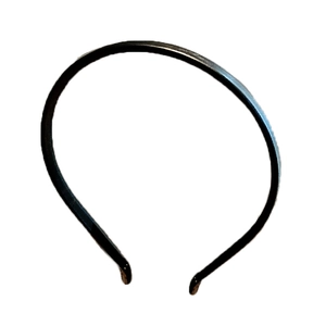 Minimalist black leather skinny headband for women with a vintage retro design style