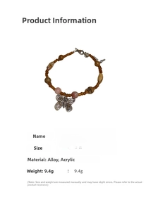 Vue détaillée du bracelet perles papillon avec perles en acrylique et alliage vintage