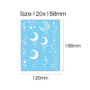 Luminous cartoon star and moon temporary tattoo stickers for face and body 120x158mm