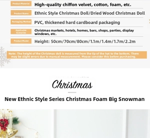 Detailed size specifications for large plush Christmas snowmen from 50cm to 2.2m