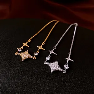 Braccialetti regolabili con ciondolo a stella in zircone color oro e argento