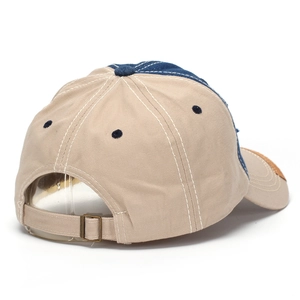 Washed vintage baseball cap with polar bear embroidery and adjustable metal buckle