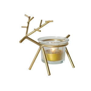 Golden reindeer metal candle holder with glass cup for romantic Nordic home table decor