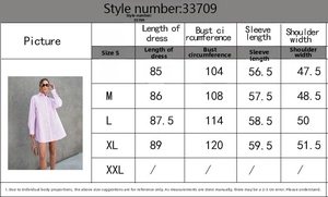 Tableau des tailles pour chemise longue femme avec mesures détaillées du S au XL précises