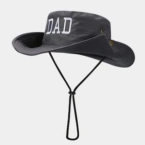 Bucket Hat Cotton Canvas Wide Brim Windproof Adjustable DAD Letter Embroidery Outdoor Hiking Fishing Sun Hat For Men