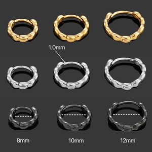 Twisted 316L stainless steel hoop earrings in gold, silver, and black assorted sizes