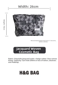 Trousse à maquillage jacquard floral, 26x18 cm, avec doublure en toile de coton