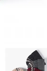 Detail of multi-color striped knitted beanie with jacquard pattern for winter warmth