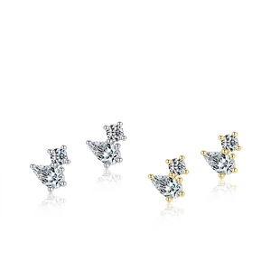 Minimalist S925 sterling silver geometric teardrop stud earrings in gold and silver