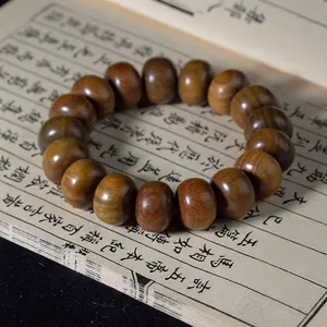 Bracelet en Perles de Bois Naturel Minimaliste Zen Bouddhiste Perles d'Abaque Chaîne à Main Pour Hommes Femmes Bijou Méditatif Quotidien