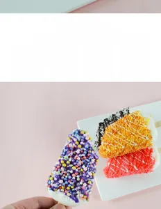 Detailed close-up of realistic PU faux ice cream popsicles with sprinkles and wooden sticks