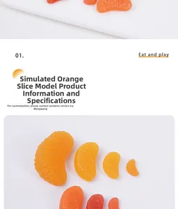 Vista macro de rodajas de naranja en miniatura de PVC con texturas de fibra realistas