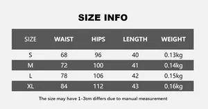 Size chart detail for red PU leather mini skirt showing waist and hip measurements