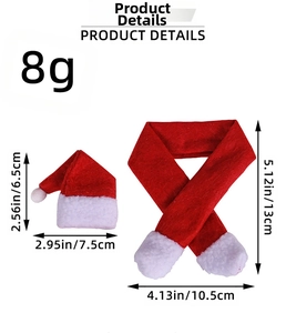 Detailed size chart for Christmas mini knitted hat and scarf set for bottle decoration