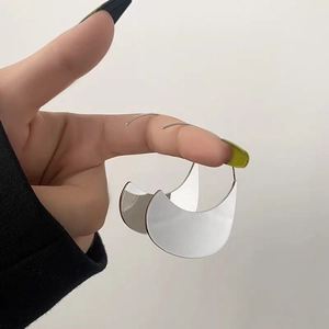 Orecchini A Gancio Geometrici In Acciaio Inossidabile Mezzaluna Minimalista Superficie A Specchio Tendenza