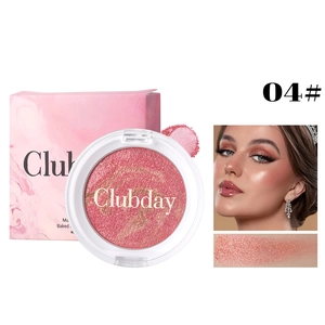 Vue détaillée du fard à joues cuit 04 avec texture marbrée et test sur la joue