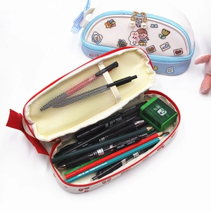 Trousse multicouche grande capacité avec motifs de dessins animés et perle