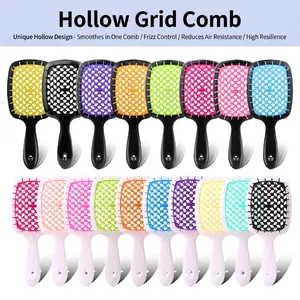 Hollow Mesh Hairbrush Massage Detangling Vented Styling Comb For Wet And Dry Hair Plastic Ergonomic Handle