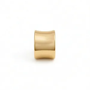 Minimalist wide golden concave open ring with mirror-polished metallic finish
