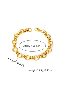 Detailed size specifications for the 18K gold plated chunky chain stainless steel bracelet