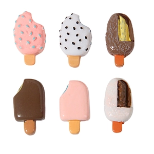 Set of 6 mini resin popsicle charms for DIY phone cases and craft decorations