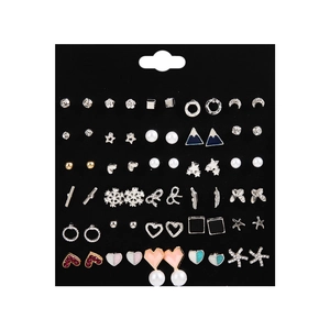 Alloy Imitation Artificial Pearl Rhinestone Earrings With Steel Earring Post Hearts Bows Leaves Stars Moons Sweet Fashion Women